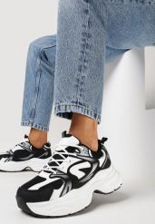 Czarne Sneakersy na Platformie z Siateczkową Wstawką Huvia. Czarne obuwie sportowe damskie Born2be, przed kostkę, bez zapięcia. Za 109.99 zł.