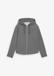 Bluza rozpinana z kapturem, z mieszanki bawełny. Szare bluzy damskie bonprix, bez wzorów, z bawełny, z kapturem. Za 144.99 zł.