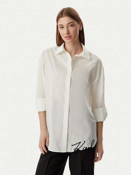 KARL LAGERFELD Koszula B2W46034 Kremowy Oversize. Białe koszule damskie KARL LAGERFELD, s, bez wzorów, z bawełny, bez kołnierzyka, bez ramiączek. Za 399.99 zł.