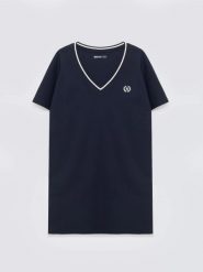 Sukienka damska dzianinowa z niewielkim haftem granatowa Zorkana 403. Niebieskie sukienki damskie Big Star, bez wzorów, z dzianiny, klasyczne, bez ramiączek. Za 119.99 zł.