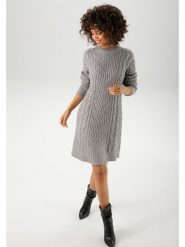 Aniston Sukienka dzianinowa w kolorze jasnoszarym rozmiar: 46. Szare sukienki damskie Aniston, bez wzorów, z dzianiny, bez ramiączek. Za 56.79 zł.