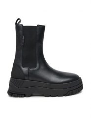 Tommy Jeans Sztyblety Tjw Chelsea Flatform Boot EN0EN02597 Czarny. Czarne botki damskie Tommy Jeans, z jeansu, bez obcasa, na płaskiej podeszwie, bez zapięcia. Za 459.99 zł.