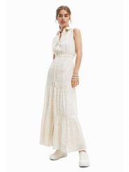 Desigual Sukienka koszulowa Moon 23SWVW59 Écru Regular Fit. Sukienki damskie Desigual, bez wzorów, z bawełny, bez ramiączek. Za 859.99 zł.