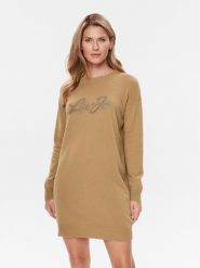 Liu Jo Sukienka dzianinowa MF3366 MS14G Brązowy Regular Fit. Brązowe sukienki damskie Liu Jo, bez wzorów, z dzianiny, bez ramiączek. Za 369.99 zł.