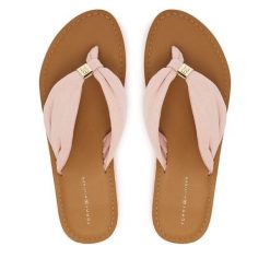 Japonki Tommy Hilfiger. Czerwone klapki damskie Tommy Hilfiger, bez wzorów, bez obcasa, bez zapięcia. Za 229.99 zł.