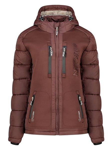 Geographical Norway Kurtka zimowa "Beachwood" w kolorze brązowym rozmiar: M. Brązowe kurtki damskie Geographical Norway, na zimę, m, z aplikacjami, z puchu, bez kaptura. Za 375.96 zł.