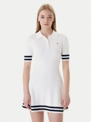 Tommy Jeans Sukienka dzianinowa DW0DW22106 Écru Slim Fit. Sukienki damskie Tommy Jeans, bez wzorów, z bawełny, bez ramiączek. Za 489.99 zł.