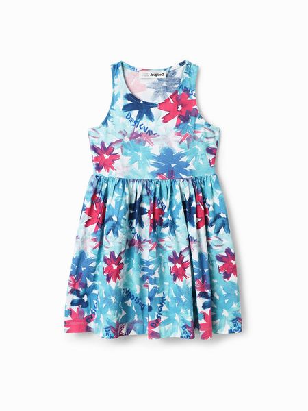 Desigual Sukienka codzienna 23SGVK02 Niebieski Regular Fit. Niebieskie sukienki dziewczęce Desigual, bez wzorów, z bawełny, bez ramiączek, proste. Za 129.99 zł.