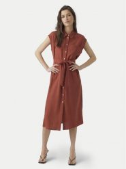 Vero Moda Sukienka koszulowa Mymilo 10282532 Czerwony Regular Fit. Czerwone sukienki damskie Vero Moda, bez wzorów, ze lnu, bez ramiączek. Za 149.99 zł.