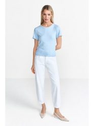 Rich & Royal Koszulka w kolorze błękitnym rozmiar: M. Niebieskie bluzki damskie Rich & Royal, m, bez wzorów, z bawełny, bez kołnierzyka, bez ramiączek. Za 115.24 zł.