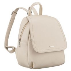 Miejski plecak damski ze skóry ekologicznej w jasnobeżowym kolorze Rovicky R-6739. Brązowe plecaki ROVICKY, bez wzorów, ze skóry ekologicznej. Za 119.99 zł.