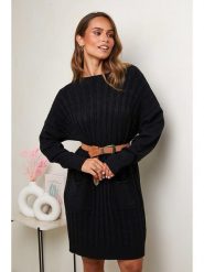 Soft Cashmere Sukienka dzianinowa w kolorze czarnym rozmiar: 38/40. Czarne sukienki damskie Soft Cashmere, bez wzorów, z dzianiny, klasyczne, bez ramiączek. Za 158.10 zł.