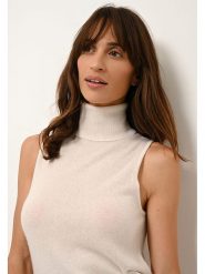 Just Cashmere Kaszmirowy bezrękawnik "Violet" w kolorze białym rozmiar: XL. Białe golfy damskie Just Cashmere, xl, bez wzorów, z kaszmiru, bez kaptura. Za 223.99 zł.