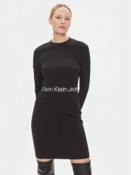 Calvin Klein Jeans Sukienka codzienna Logo Elastic J20J222518 Czarny Regular Fit. Czarne sukienki damskie Calvin Klein Jeans, bez wzorów, z jeansu, bez ramiączek. Za 249.99 zł.