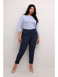 KAFFE curve Spodnie chino "Leana" w kolorze granatowym rozmiar: 48. Niebieskie spodnie materiałowe damskie KAFFE curve, bez wzorów. Za 208.99 zł.