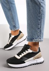 Czarne Sneakersy Sznurowane z Wstawkami Danielys. Czarne obuwie sportowe damskie Renee, przed kostkę, bez zapięcia. Za 109.99 zł.