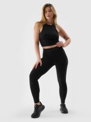 4F Legginsy dzianinowe damskie - czarne XS. Czarne legginsy damskie 4F, s, bez wzorów, z bawełny. W wyprzedaży za 39.99 zł.