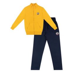 Bluza z zamek błyskawiczny na czas wolny. Niebieskie bluzy damskie LEONE 1947 APPAREL, bez wzorów, z bawełny, bez kaptura. W wyprzedaży za 112.15 zł.