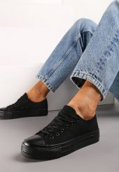 Czarne Trampki Przed Kostkę o Klasycznym Fasonie Wilarosa. Czarne trampki damskie Born2be, bez wzorów, z jeansu, przed kostkę, bez zapięcia. Za 39.99 zł.
