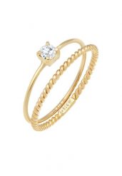 Elli Damski zestaw pierścieni Twisted Trend Blogger z cyrkoniami w pozłacanym srebrze próby 925 Sterling Silver Pierścionki 1 ct. Szare pierścionki damskie Elli, z cyrkonią, pozłacane. Za 249.89 zł.