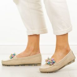 Beżowe skórzane mokasyny damskie Filippo Dp7809/26. Brązowe mokasyny damskie Filippo, na lato, z jeansu, z okrągłym noskiem, bez obcasa. Za 219.00 zł.