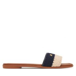 Klapki Tommy Hilfiger. Niebieskie klapki damskie Tommy Hilfiger, bez wzorów, bez obcasa, bez zapięcia. Za 329.99 zł.