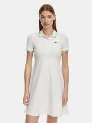 Lacoste Sukienka codzienna EF5288 Biały Regular Fit. Białe sukienki damskie Lacoste, bez wzorów, z bawełny, bez ramiączek. Za 689.99 zł.