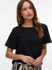 Vero Moda Bluzka w kolorze czarnym rozmiar: XL. Czarne bluzki damskie Vero Moda, xl, bez wzorów, bez kołnierzyka, bez ramiączek. Za 79.03 zł.