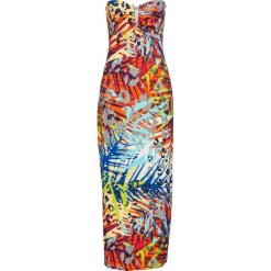 Letnia sukienka z nadrukiem bonprix pomarańczowo-żółto-niebieski z nadrukiem. Brązowe sukienki damskie bonprix, z nadrukiem. Za 129.99 zł.