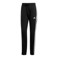 Spodnie Essentials 3-Stripes French Terry Cuffed. Czarne spodnie sportowe damskie Adidas, l, bez wzorów, z bawełny, z standardowym stanem, na fitness i siłownię. Za 219.00 zł.