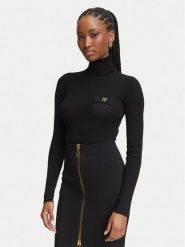Elisabetta Franchi Golf MK-05B-66E2-V350 Czarny Slim Fit. Czarne golfy damskie Elisabetta Franchi, bez wzorów, z lyocellu, bez ramiączek. Za 1,499.00 zł.