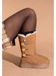 Gooce Skórzane kozaki zimowe "Cornice" w kolorze jasnobrązowym rozmiar: 37. Brązowe kozaki damskie Gooce, na zimę, ze skóry, bez obcasa, na platformie, bez zapięcia. Za 260.99 zł.