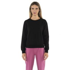 Bluza z bawełna z zamek błyskawiczny na co dzień. Czarne bluzy damskie LEONE 1947 APPAREL, bez wzorów, z bawełny, bez kaptura. W wyprzedaży za 134.57 zł.