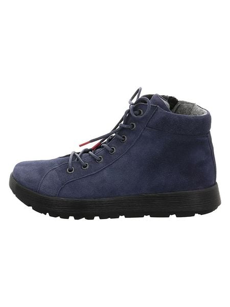 Think! Skórzane botki w kolorze granatowym rozmiar: 40. Niebieskie botki damskie Think!, bez obcasa, bez zapięcia. Za 348.95 zł.