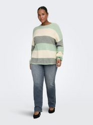 ONLY Carmakoma Sweter w kolorze zielono-kremowo-szarym rozmiar: XL-54. Brązowe swetry klasyczne damskie Only Carmakoma, xl, prążkowane, bez kołnierzyka. Za 86.99 zł.