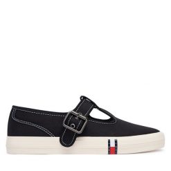 Tenisówki Tommy Jeans. Czarne trampki damskie Tommy Jeans, bez wzorów, z jeansu, bez zapięcia. Za 369.99 zł.