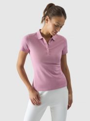 4F Koszulka polo slim damska - różowa XS. Czerwone bluzki damskie 4F, xs, bez wzorów, z bawełny, bez kołnierzyka, bez ramiączek. W wyprzedaży za 59.99 zł.