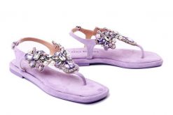 ALMA EN PENA V240821 suede lilac, sandały damskie. Fioletowe sandały damskie Alma En Pena, bez wzorów, bez obcasa, na obcasie, bez zapięcia. Za 362.94 zł.