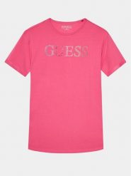 Guess T-Shirt J4GI38 J1314 Różowy Regular Fit. Czerwone koszulki i t-shirty dziewczęce Guess, z aplikacjami, z bawełny, bez kołnierzyka, bez ramiączek. Za 159.99 zł.