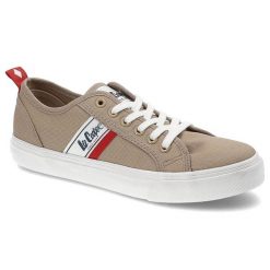 Beżowe Trampki Lee Cooper Modne Buty Damskie. Brązowe trampki damskie Lee Cooper, z aplikacjami, z materiału, bez zapięcia. Za 99.99 zł.