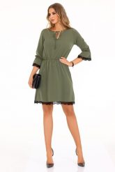 Khaki Sukienka w Stylu Boho z Koronkową Wypustką. Brązowe sukienki damskie Merribel, bez wzorów, z koronki, boho, bez ramiączek. Za 109.90 zł.