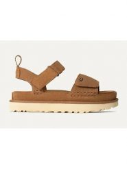 UGG Skórzane sandały "Goldenstar" w kolorze jasnobrązowym rozmiar: 39. Brązowe sandały damskie Ugg, bez wzorów, ze skóry, z otwartym noskiem, bez obcasa, bez zapięcia. Za 459.95 zł.