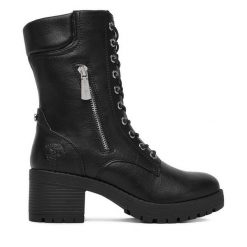 Trzewiki Beverly Hills Polo Club. Czarne botki damskie Beverly Hills Polo Club, bez obcasa, na słupku, bez zapięcia. Za 319.99 zł.