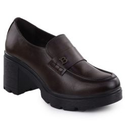 Półbuty mokasyny damskie na klocku brązowe Potocki SZ12700. Brązowe mokasyny damskie POTOCKI, ze skóry, bez obcasa. Za 160.99 zł.