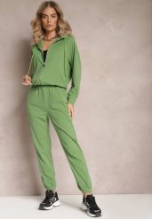 Zielony Komplet Dresowy 2-częściowy z Bluzą i Spodniami Serenitea. Zielone bluzy damskie Renee, m, bez wzorów, z dresówki, z kapturem. Za 79.99 zł.
