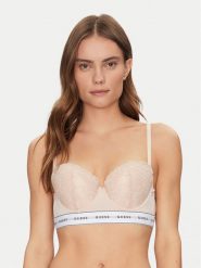Guess Biustonosz balkonetka O2BC06 KBBT0 Beżowy. Brązowe biustonosze Guess, z aplikacjami, z syntetyku. Za 149.99 zł.