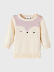 NAME IT Sweter 13207072 Écru Regular Fit. Swetry dziewczęce Name it, bez wzorów, z bawełny, bez kołnierzyka, bez ramiączek. Za 109.99 zł.