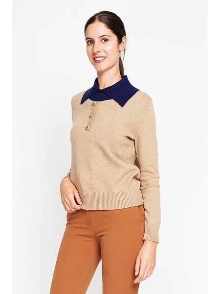 William de Faye Sweter w kolorze karmelowo-niebieskim rozmiar: 34. Brązowe swetry klasyczne damskie William de Faye, bez kołnierzyka. Za 104.99 zł.