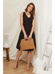 Rodier Lin Lniana sukienka w kolorze czarnym rozmiar: L/XL. Czarne sukienki damskie Rodier Lin, bez wzorów, ze lnu, bez ramiączek. Za 156.95 zł.