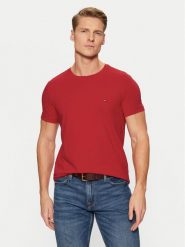 Tommy Hilfiger T-Shirt MW0MW10800 Czerwony Slim Fit. Czerwone bluzki damskie Tommy Hilfiger, m, bez wzorów, z bawełny, bez kołnierzyka, bez ramiączek. Za 113.99 zł.